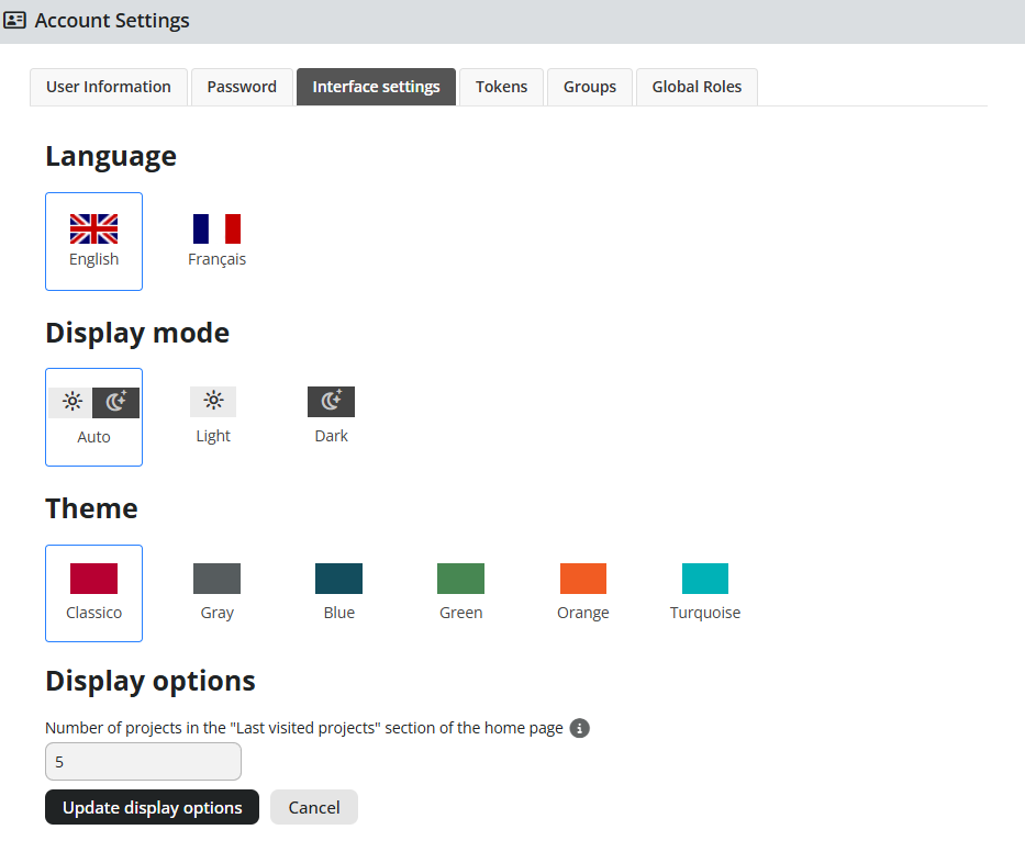 SUM interfaceSettings